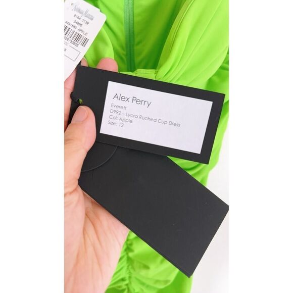 ALEX PERRY Everett Ruched Cup Dress Apple UK12/US8 - Picture 10 of 11